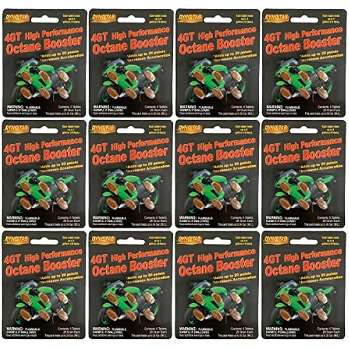 Dyno-Tab 4GT MOTORCYCLE OCTANE BOOSTER. SIX 1/4-GRAM TABLET CARD, 12-PACK. ADDS UP TO 17 POINTS. LAB TESTED, FAST DISSOLVING, EACH TABLET TREATS UP TO 4 GAL/16 LITERS. 45431-12PK - Image 1